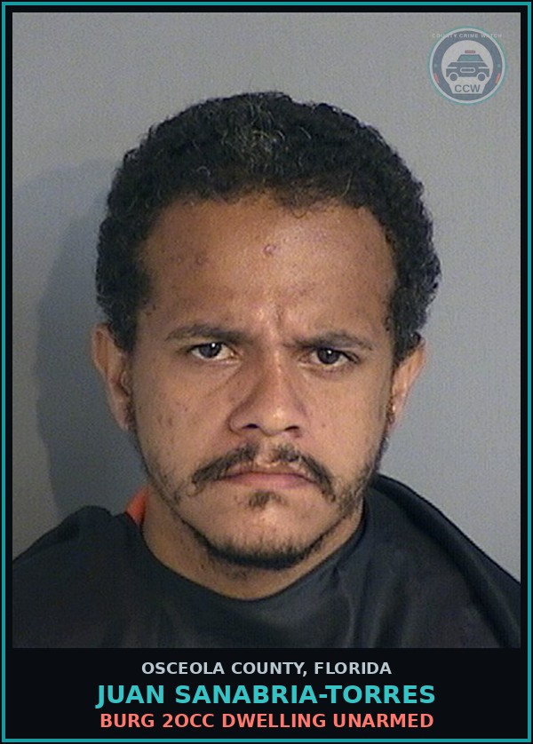 Booking mugshot of JUAN SANABRIA-TORRES in Osceola County