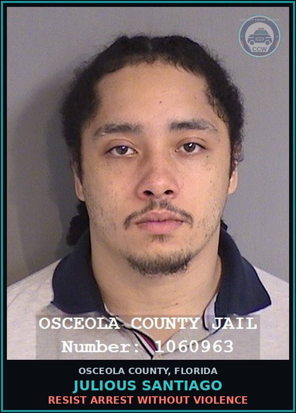 Booking mugshot of JULIOUS SANTIAGO in Osceola County