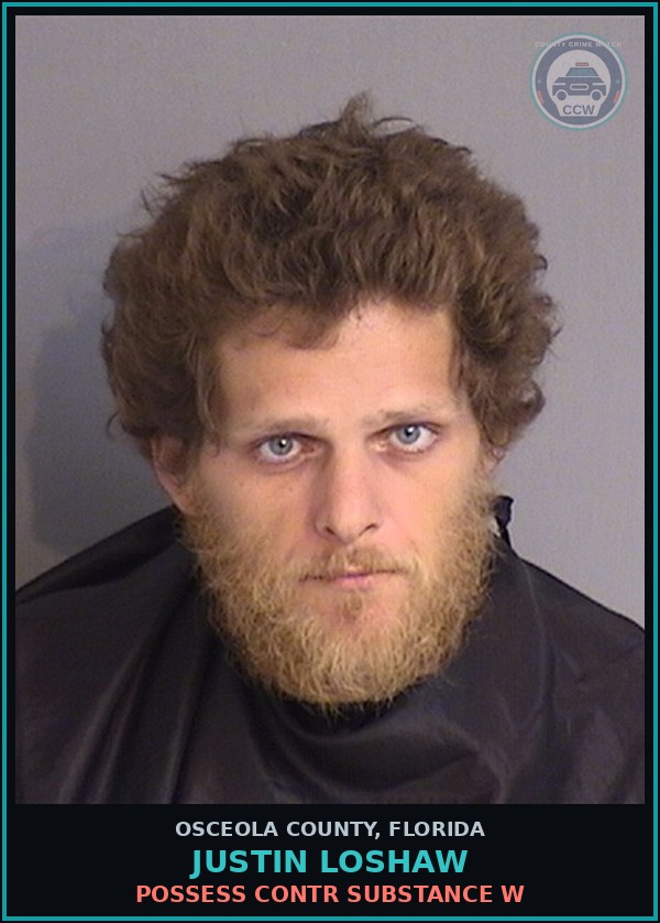 Booking mugshot of JUSTIN LOSHAW in Osceola County