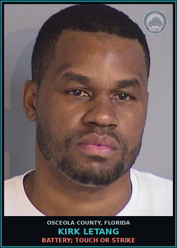 Booking mugshot of KIRK LETANG in Osceola County
