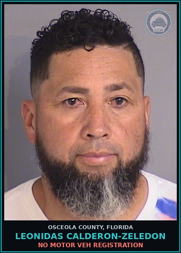 Booking mugshot of LEONIDAS CALDERON-ZELEDON in Osceola County
