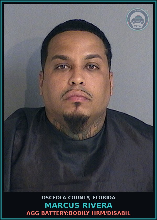 Booking mugshot of MARCUS RIVERA in Osceola County