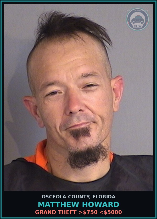 Booking mugshot of MATTHEW HOWARD in Osceola County