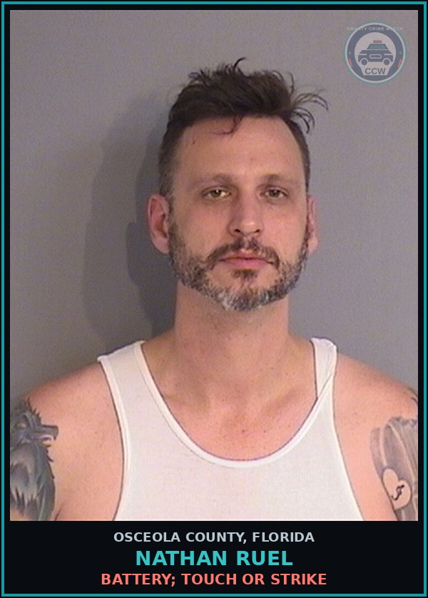 Booking mugshot of NATHAN RUEL in Osceola County