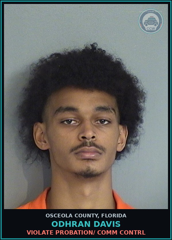 Booking mugshot of ODHRAN DAVIS in Osceola County