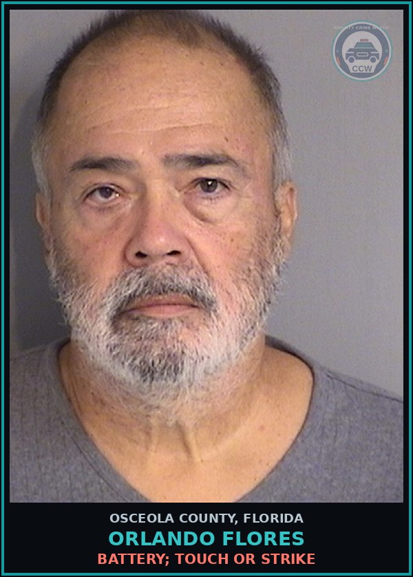 Booking mugshot of ORLANDO FLORES in Osceola County