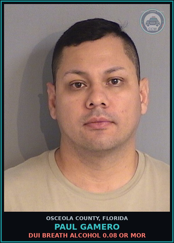 Booking mugshot of PAUL GAMERO in Osceola County