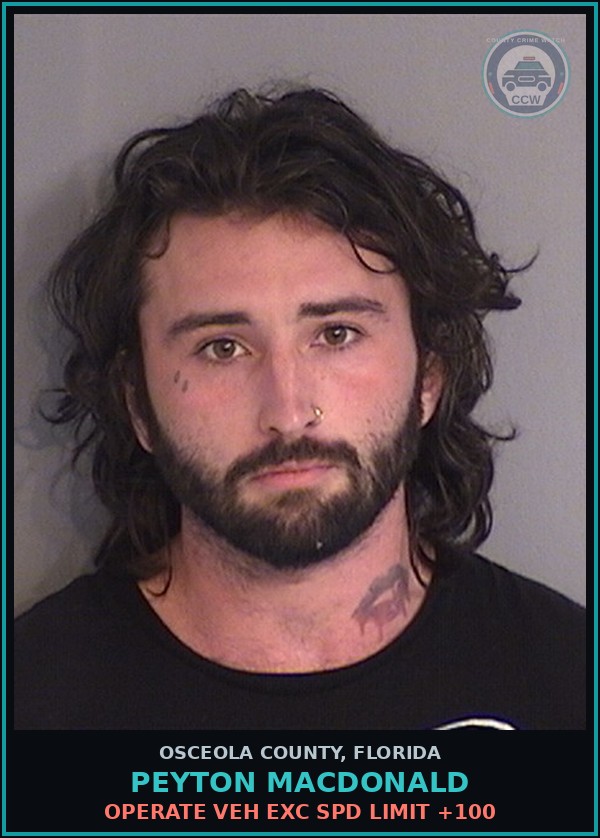 Booking mugshot of PEYTON MACDONALD in Osceola County