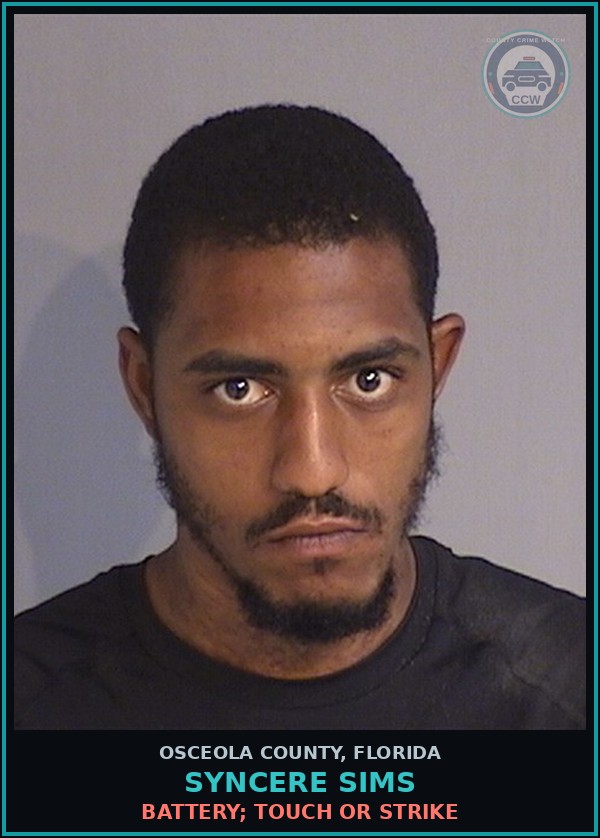 Booking mugshot of SYNCERE SIMS in Osceola County
