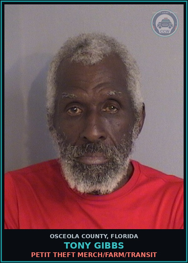 Booking mugshot of TONY GIBBS in Osceola County