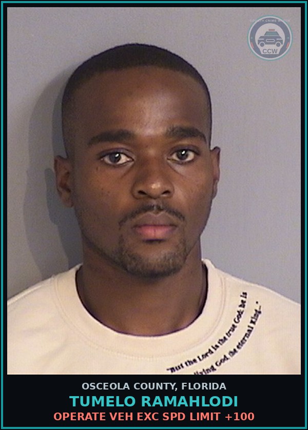 Booking mugshot of TUMELO RAMAHLODI in Osceola County