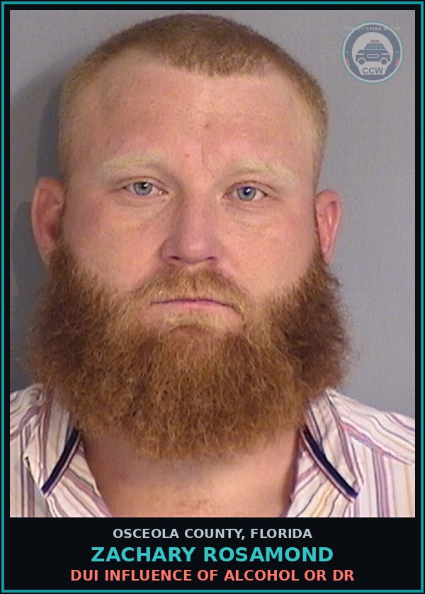 Booking mugshot of ZACHARY ROSAMOND in Osceola County