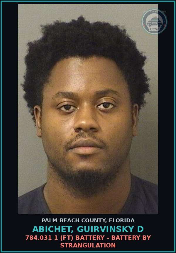 Booking mugshot of ABICHET, GUIRVINSKY D in Palm Beach County