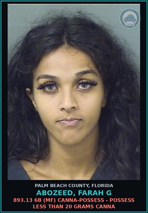 Booking mugshot of ABOZEED, FARAH G in Palm Beach County
