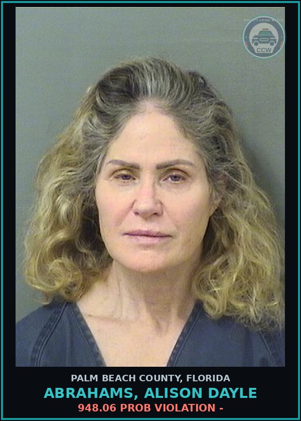 Booking mugshot of ABRAHAMS, ALISON DAYLE in Palm Beach County