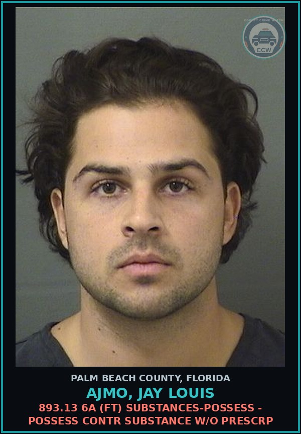 Booking mugshot of AJMO, JAY LOUIS in Palm Beach County