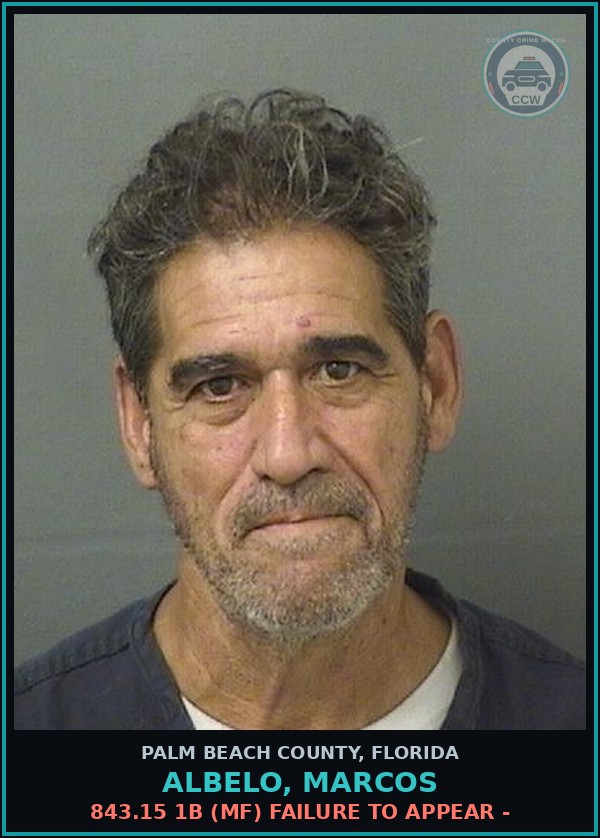 Booking mugshot of ALBELO, MARCOS in Palm Beach County