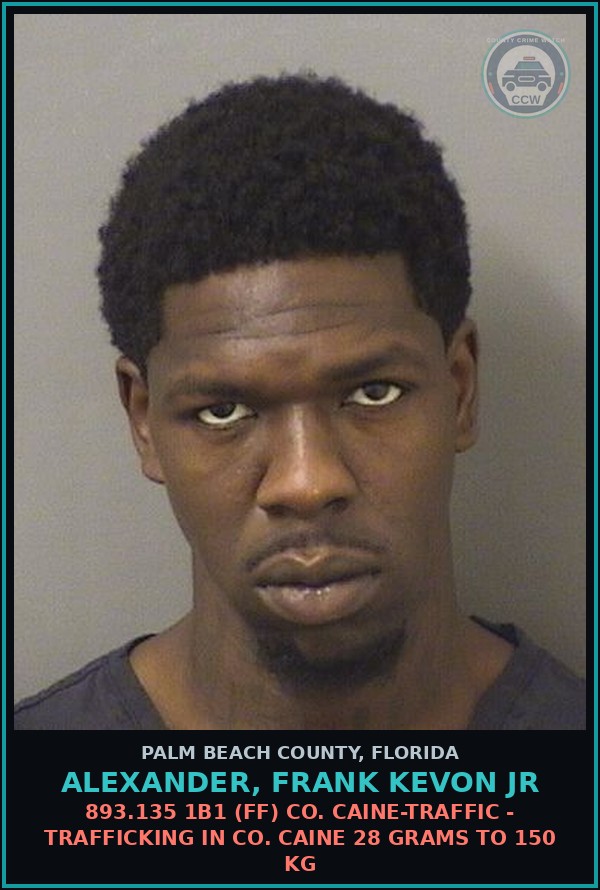 Booking mugshot of ALEXANDER, FRANK KEVON Jr in Palm Beach County