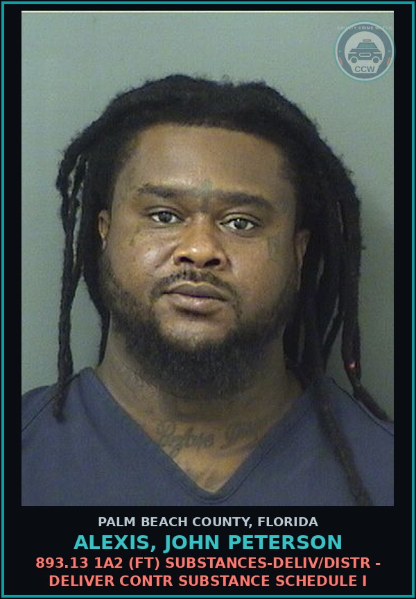 Booking mugshot of ALEXIS, JOHN PETERSON in Palm Beach County