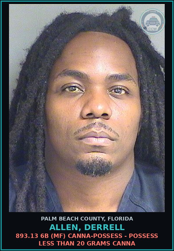 Booking mugshot of ALLEN, DERRELL in Palm Beach County