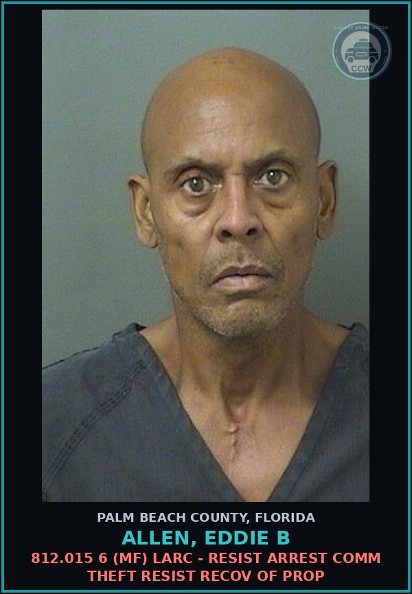 Booking mugshot of ALLEN, EDDIE B in Palm Beach County
