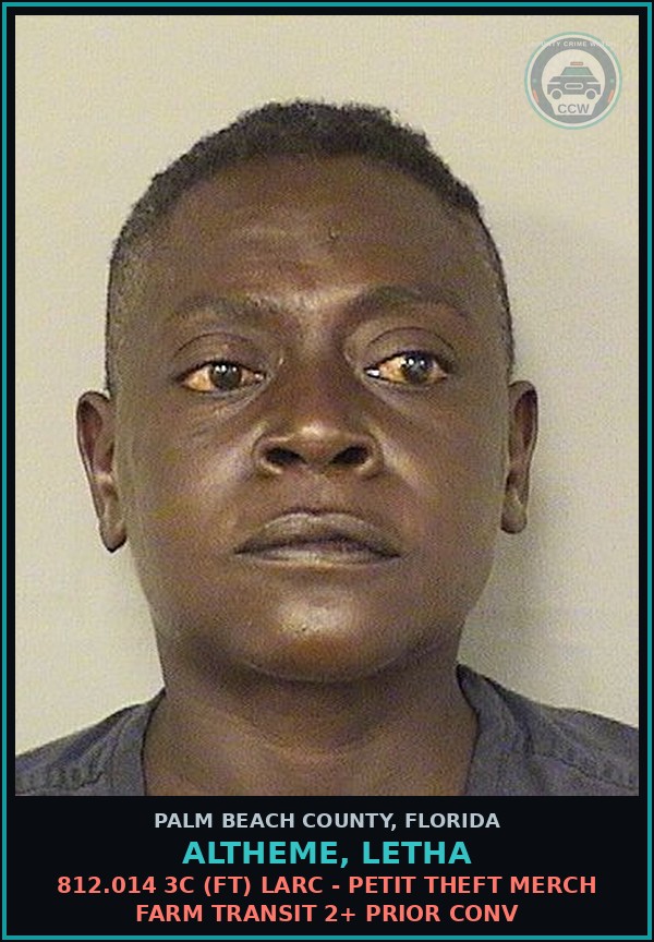 Booking mugshot of ALTHEME, LETHA in Palm Beach County