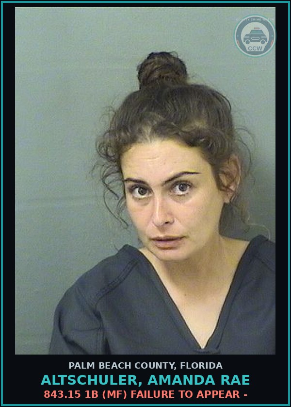 Booking mugshot of ALTSCHULER, AMANDA RAE in Palm Beach County