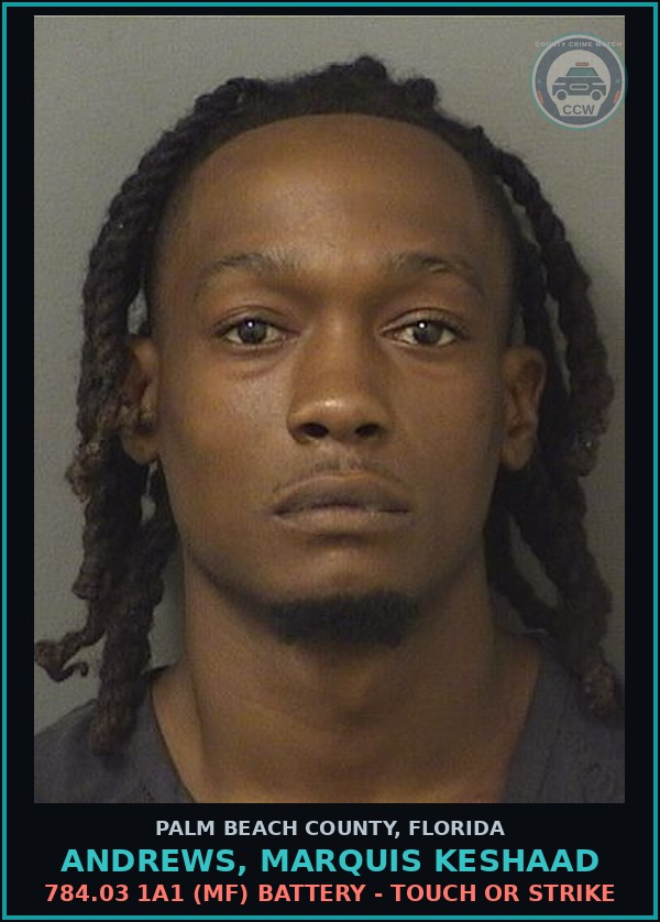 Booking mugshot of ANDREWS, MARQUIS KESHAAD in Palm Beach County