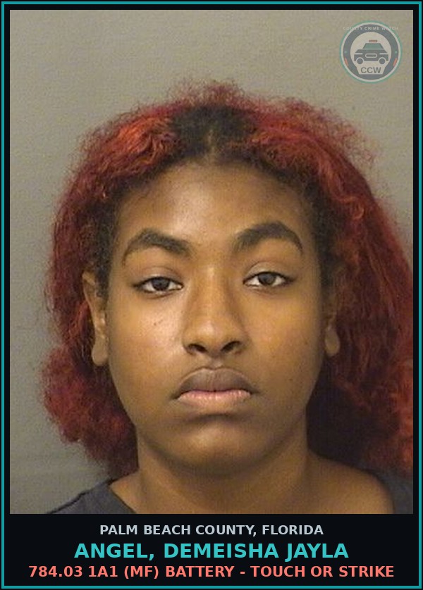 Booking mugshot of ANGEL, DEMEISHA JAYLA in Palm Beach County