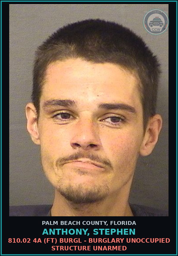 Booking mugshot of ANTHONY, STEPHEN in Palm Beach County