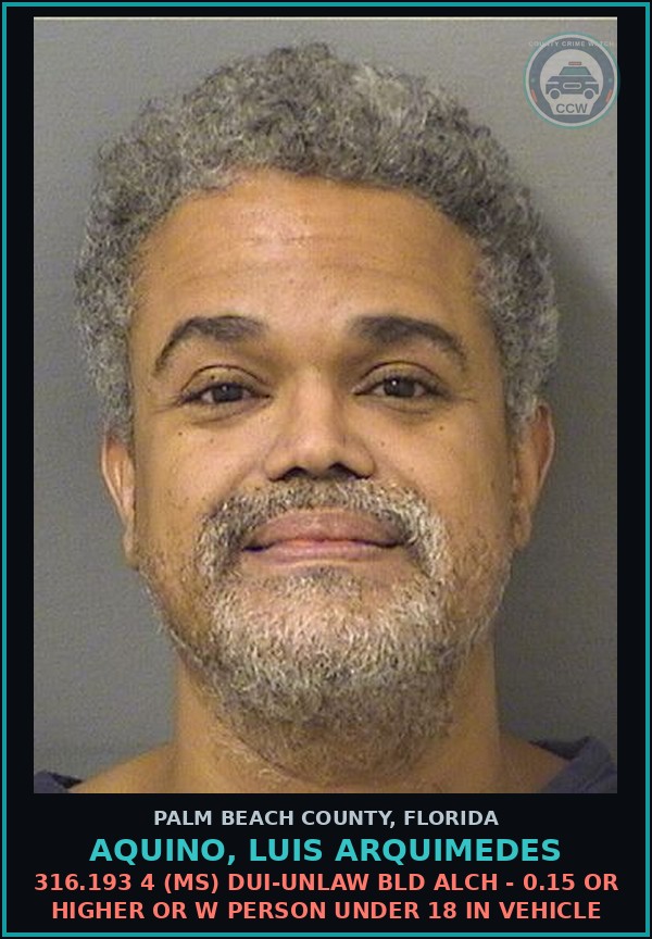 Booking mugshot of AQUINO, LUIS ARQUIMEDES in Palm Beach County