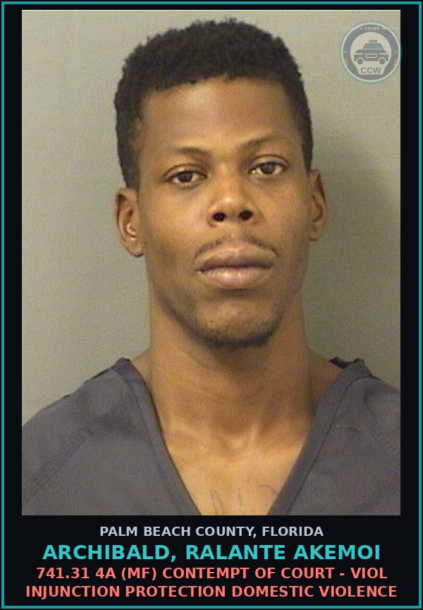 Booking mugshot of ARCHIBALD, RALANTE AKEMOI in Palm Beach County
