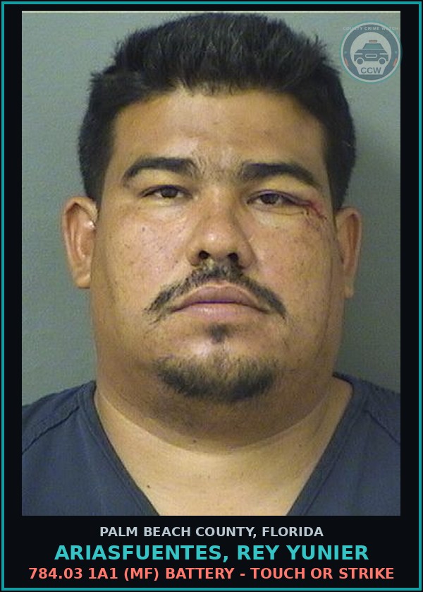 Booking mugshot of ARIASFUENTES, REY YUNIER in Palm Beach County