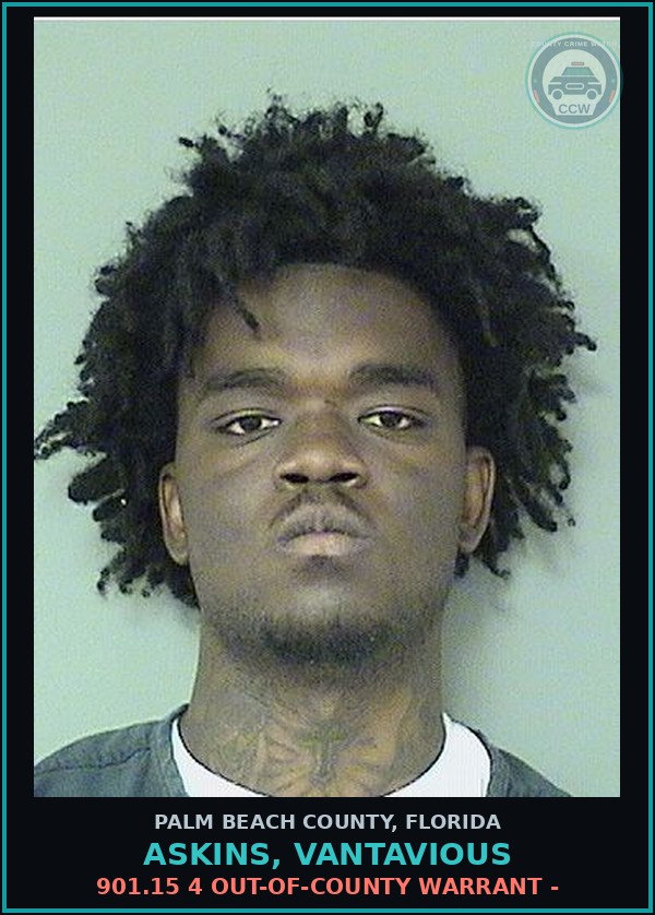 Booking mugshot of ASKINS, VANTAVIOUS in Palm Beach County