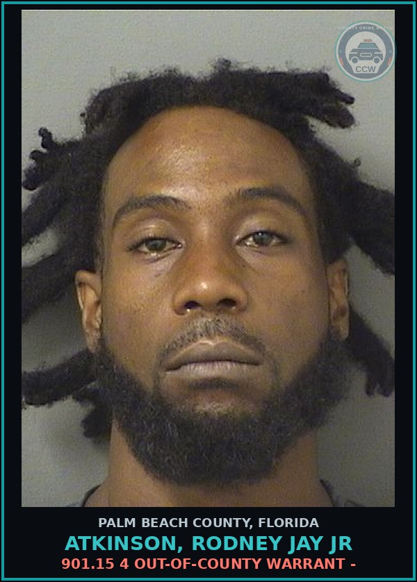 Booking mugshot of ATKINSON, RODNEY JAY Jr in Palm Beach County