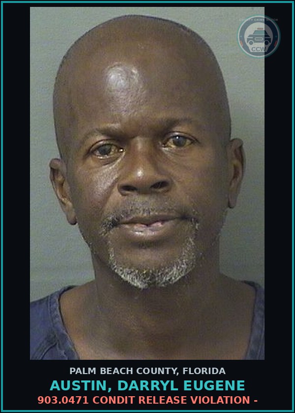 Booking mugshot of AUSTIN, DARRYL EUGENE in Palm Beach County