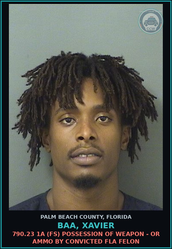 Booking mugshot of BAA, XAVIER in Palm Beach County