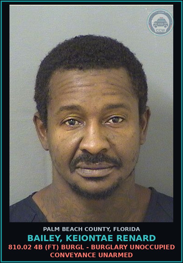 Booking mugshot of BAILEY, KEIONTAE RENARD in Palm Beach County
