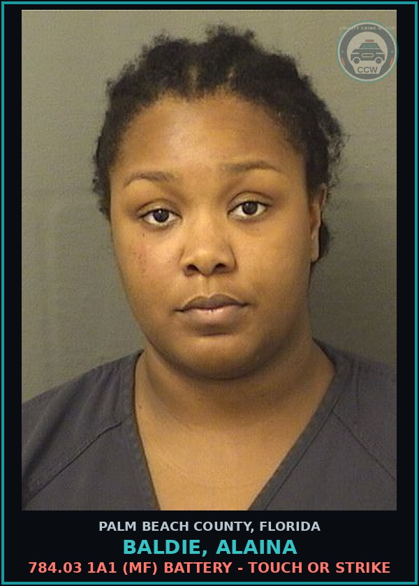 Booking mugshot of BALDIE, ALAINA in Palm Beach County