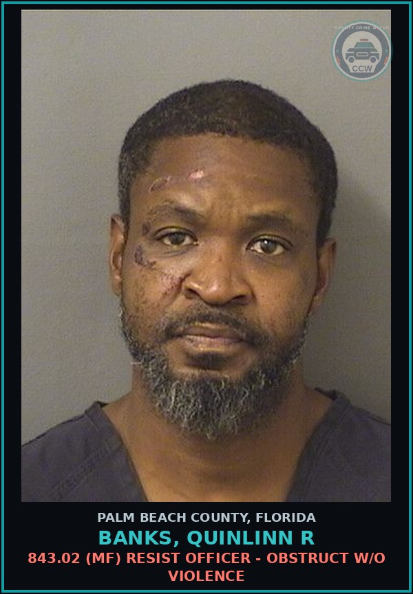 Booking mugshot of BANKS, QUINLINN R in Palm Beach County