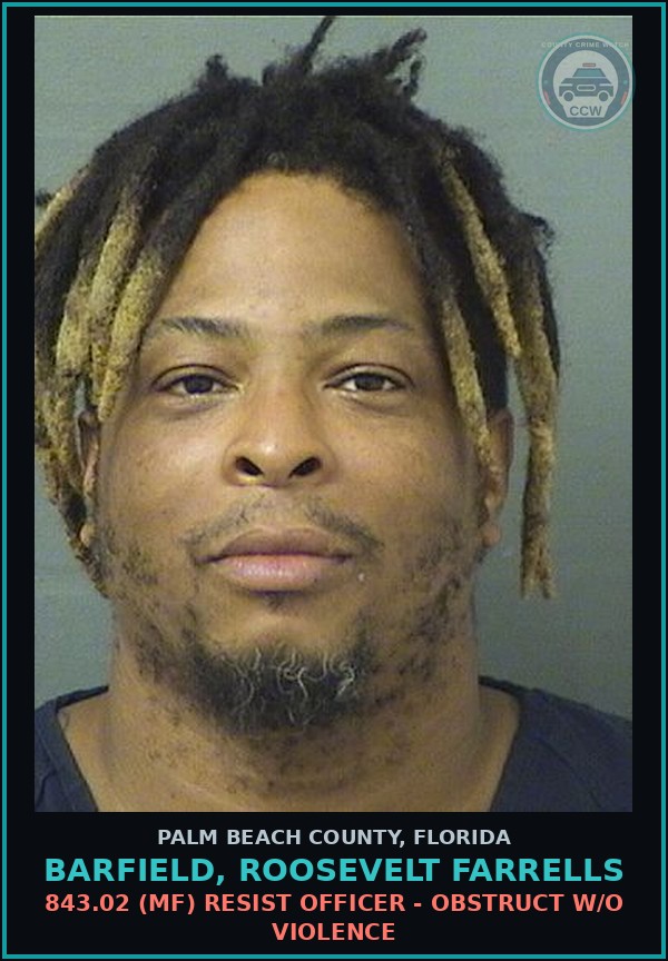 Booking mugshot of BARFIELD, ROOSEVELT FARRELLS in Palm Beach County