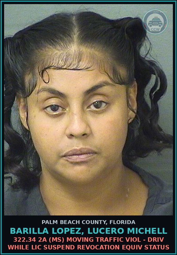 Booking mugshot of BARILLA LOPEZ, LUCERO MICHELL in Palm Beach County