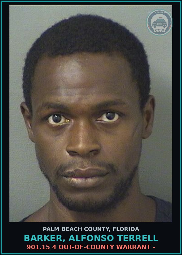 Booking mugshot of BARKER, ALFONSO TERRELL in Palm Beach County