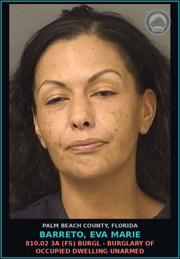Booking mugshot of BARRETO, EVA MARIE in Palm Beach County