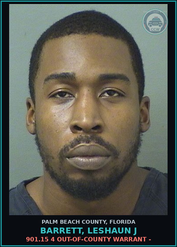 Booking mugshot of BARRETT, LESHAUN J in Palm Beach County