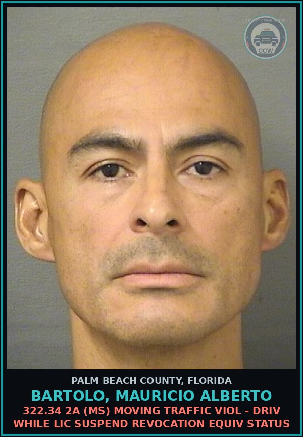 Booking mugshot of BARTOLO, MAURICIO ALBERTO in Palm Beach County