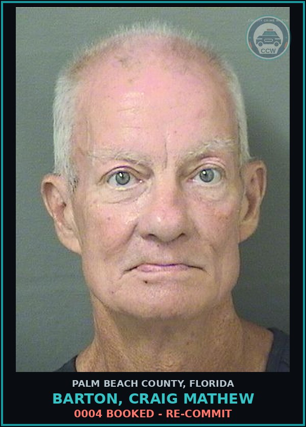 Booking mugshot of BARTON, CRAIG MATHEW in Palm Beach County