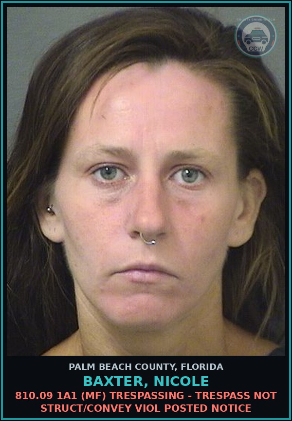 Booking mugshot of BAXTER, NICOLE in Palm Beach County