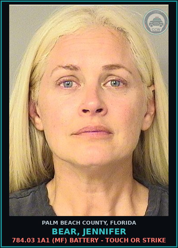 Booking mugshot of BEAR, JENNIFER in Palm Beach County