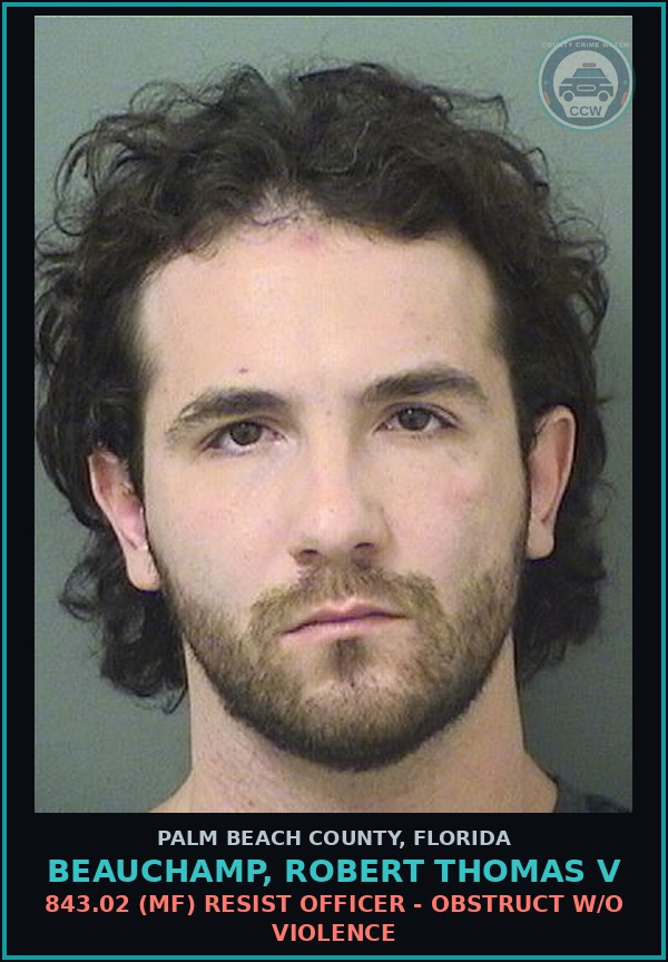 Booking mugshot of BEAUCHAMP, ROBERT THOMAS v in Palm Beach County